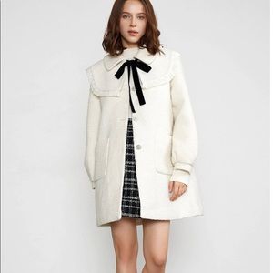 NWT Apryl White Premium Wool Frilly Lace Collar Jacket